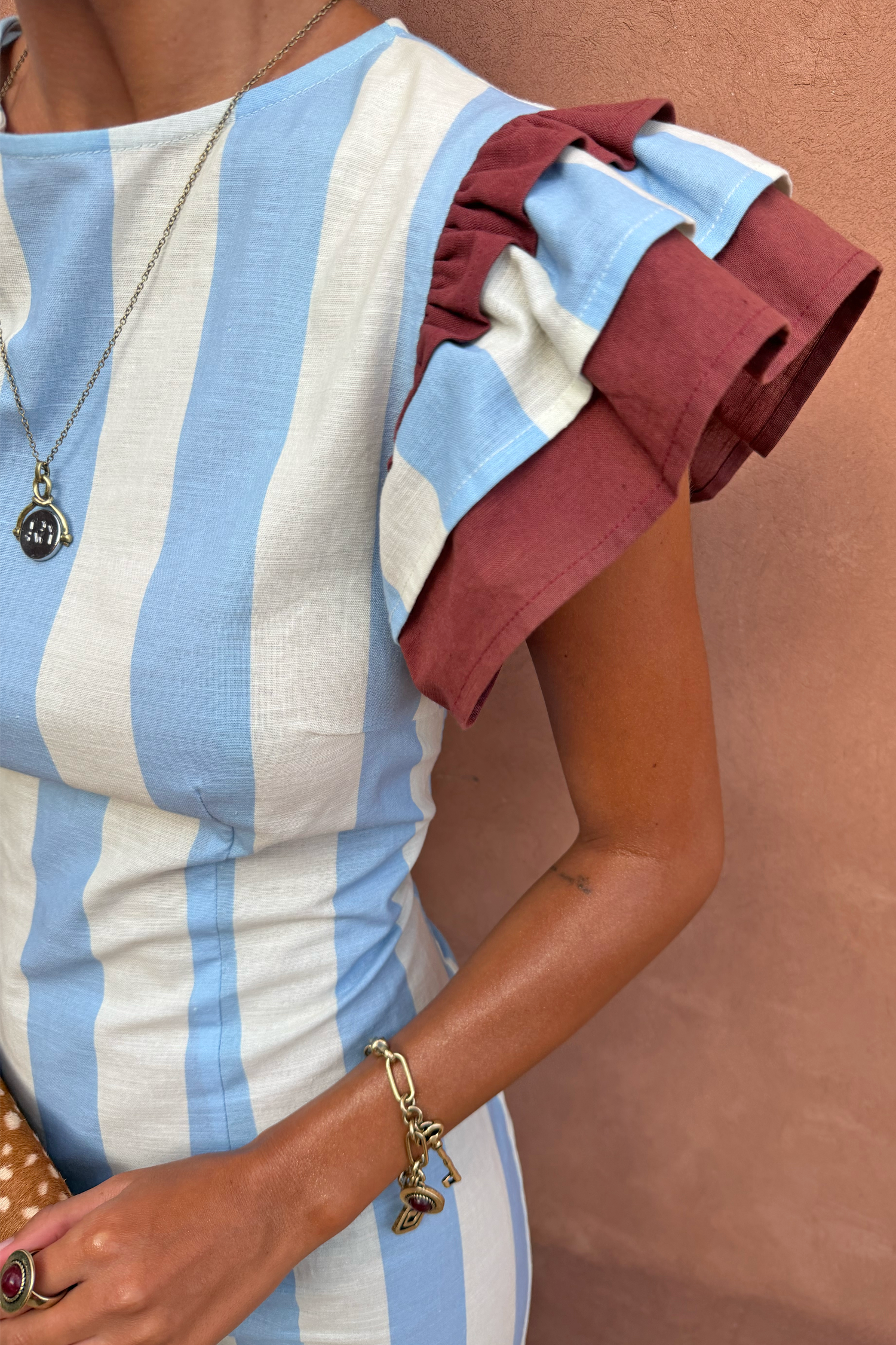 Blue Stripe Alena Midi Dress