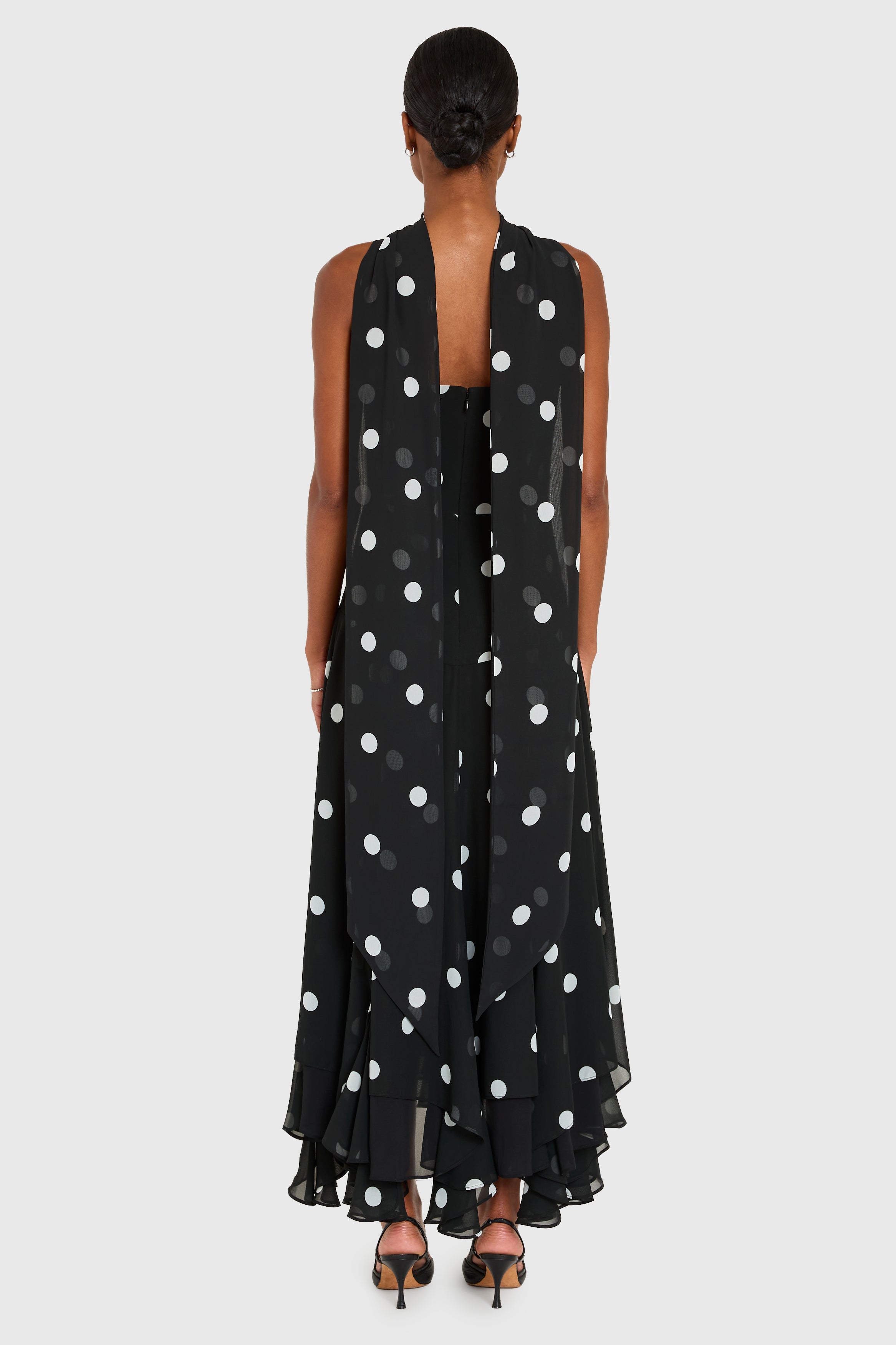 Monterey Dress With Scarf in Polka Dot