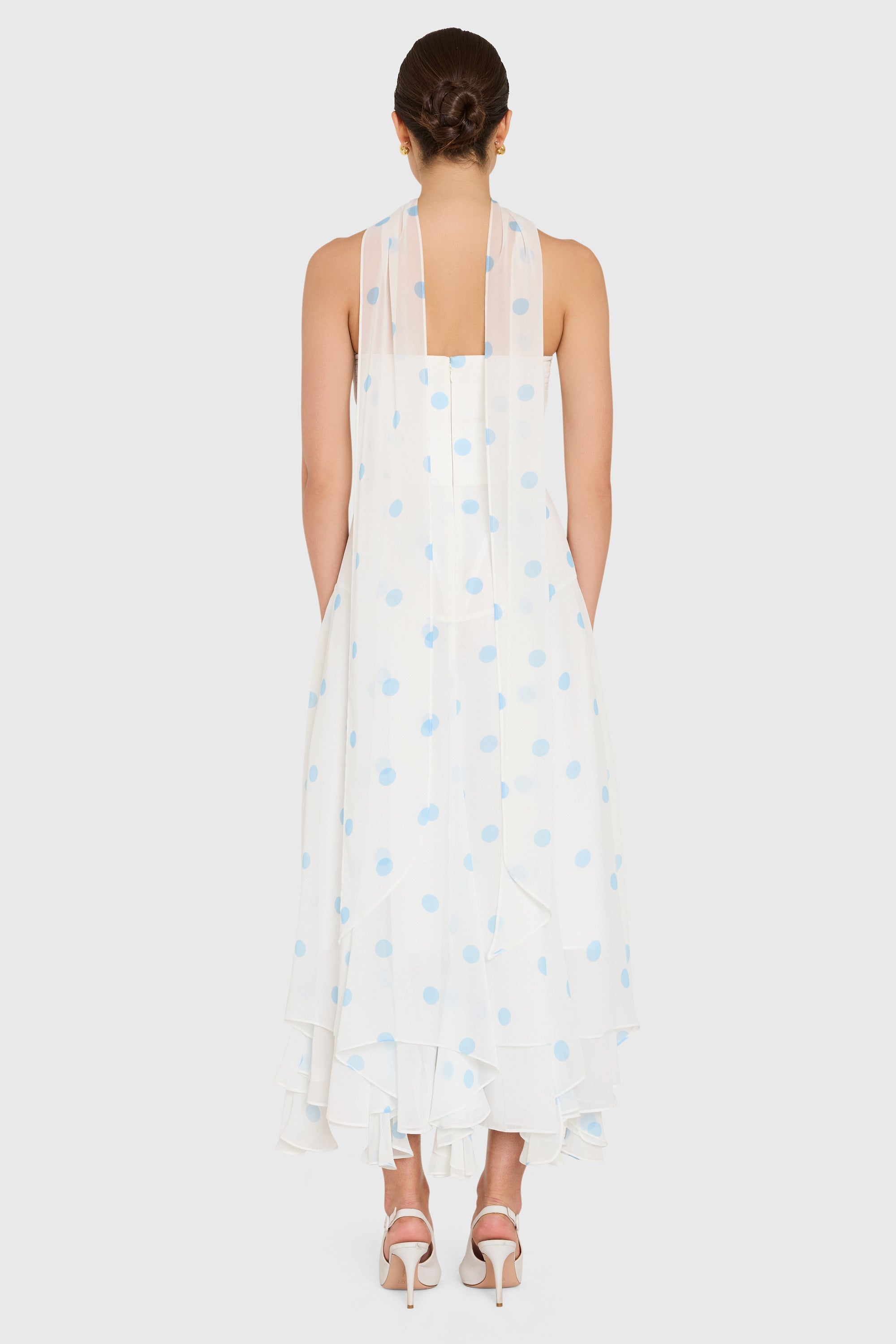 Monterey Dress With Scarf in Polka Dot