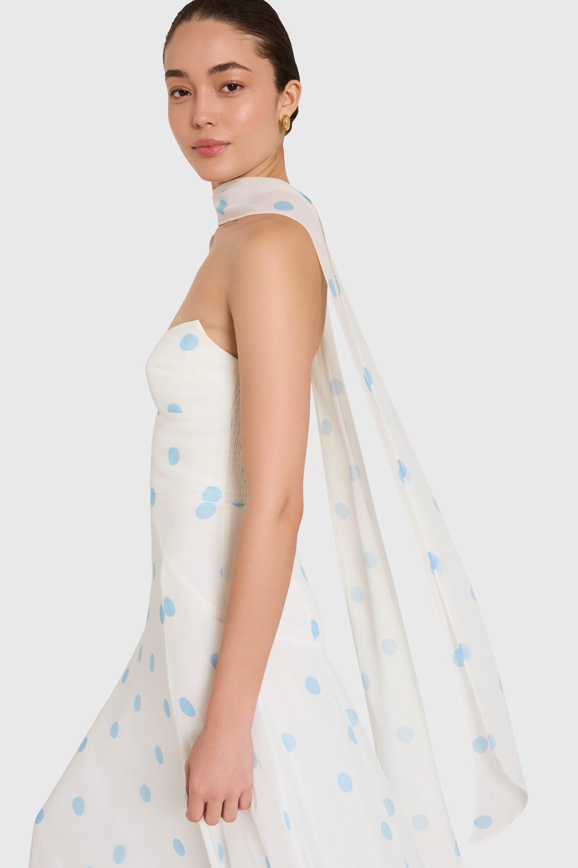 Monterey Dress With Scarf in Polka Dot