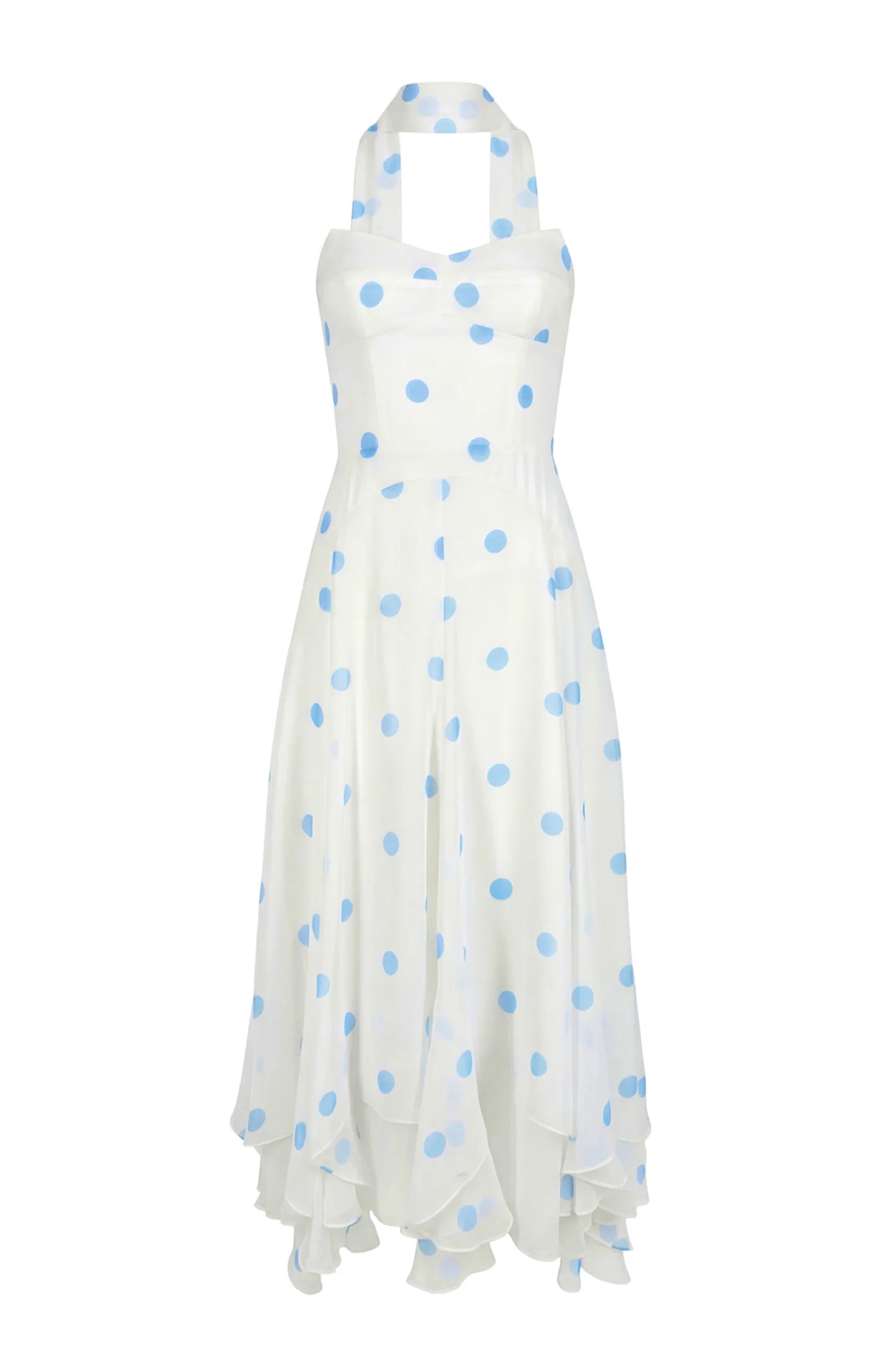 Monterey Dress With Scarf in Polka Dot