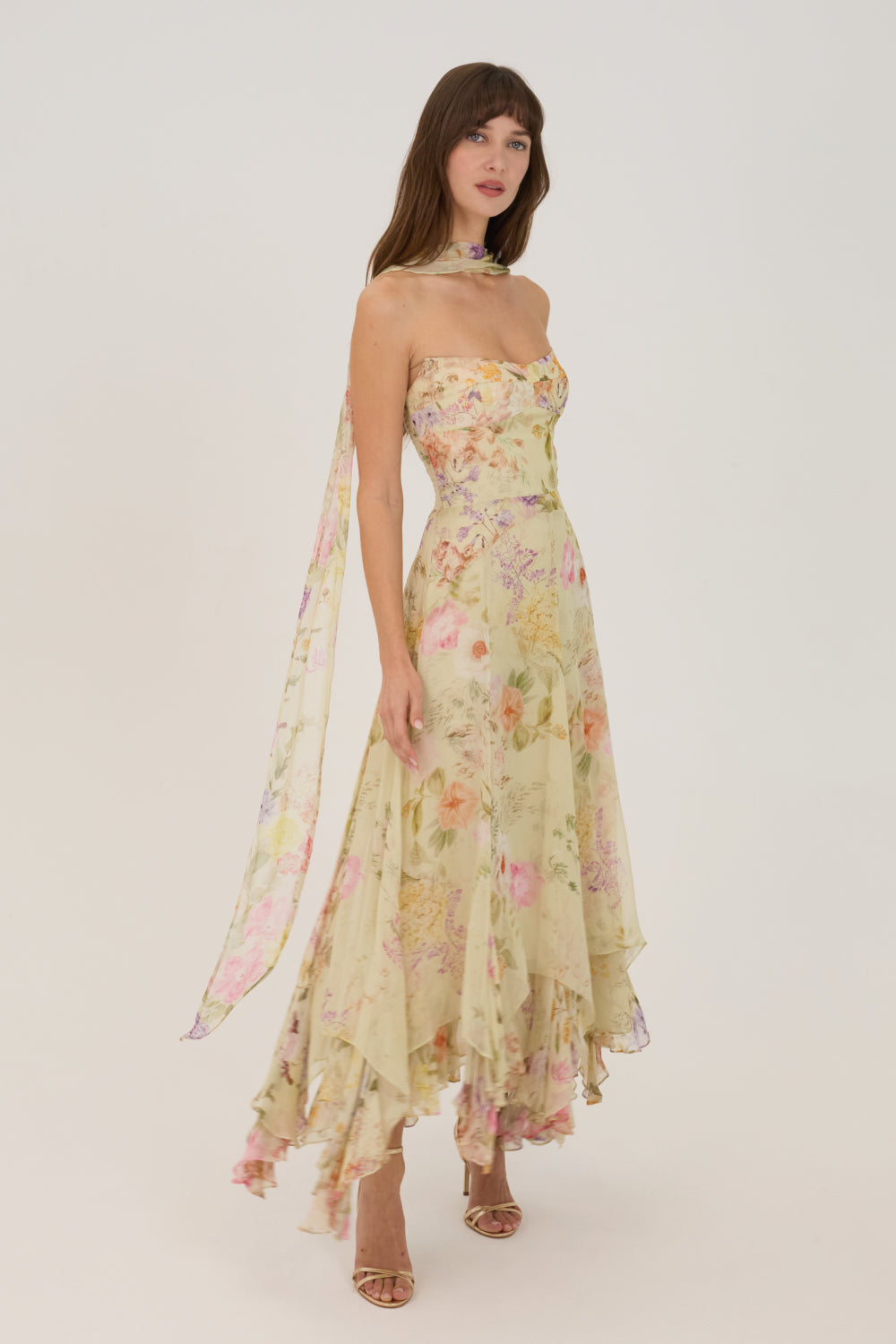 Monterey Dress With Scarf in Whistledown