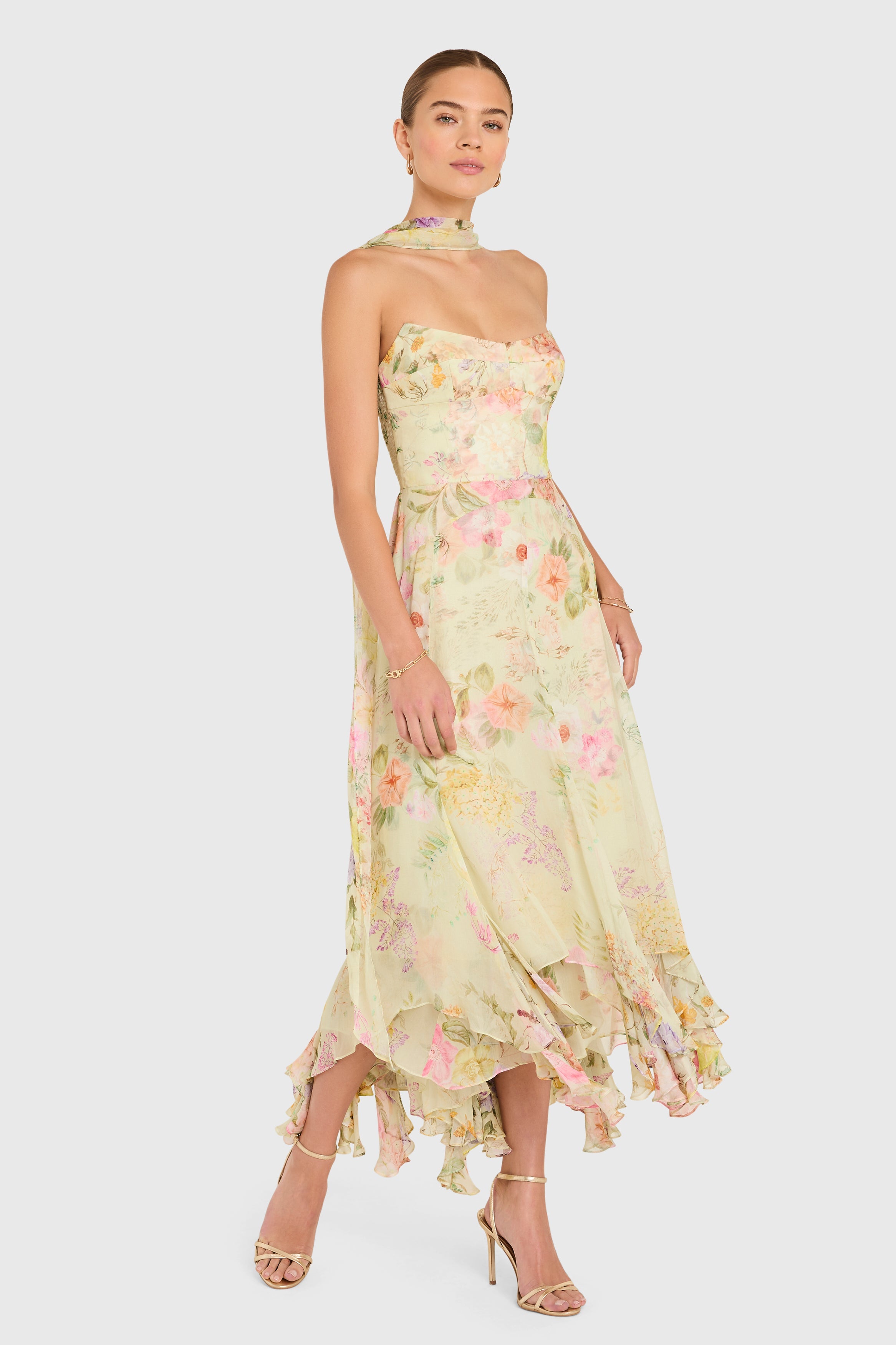 Monterey Dress With Scarf in Whistledown