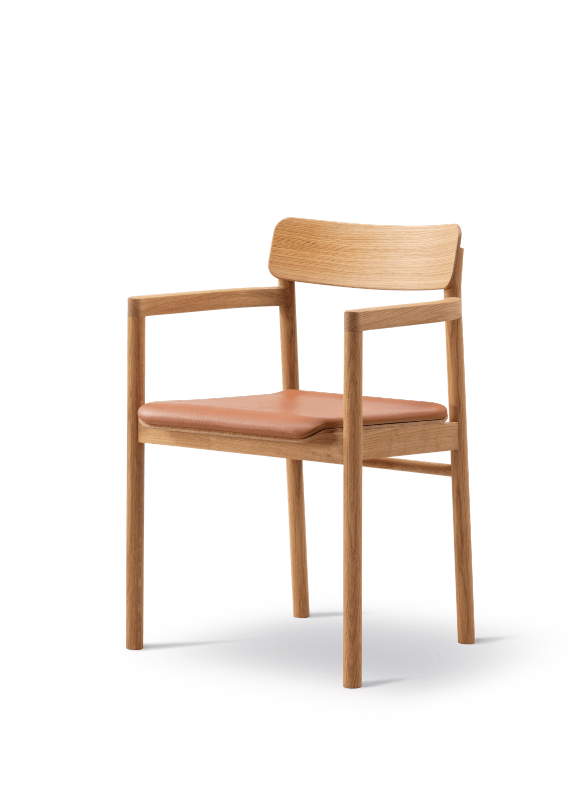 Post Spisebordsstol olieret eg, sædepolstret omni 07 cognac læder fra Fredericia Furniture