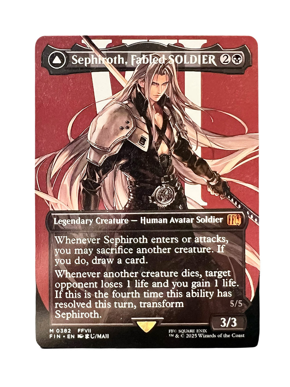 Sephiroth, Fabled SOLDIER / Sephiroth, One-Winged Angel #382 Holo from  Final Fantasy (FIN) MTG Proxy