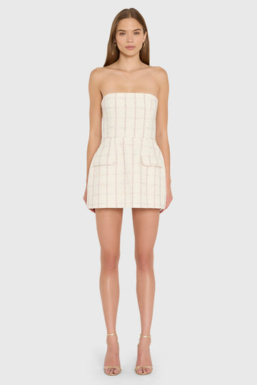 Strapless Bethany Romper in Charlotte Tweed
