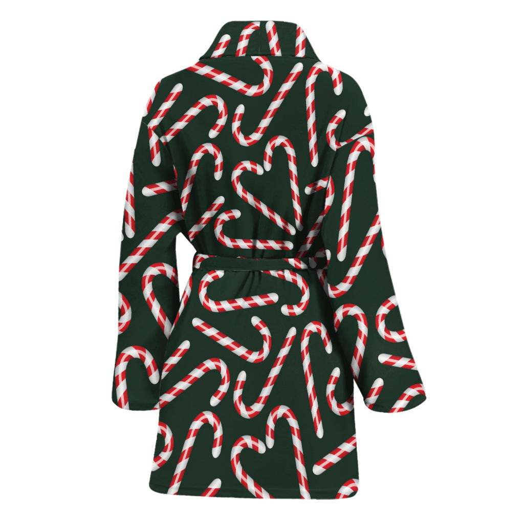 Christmas Candy Cane Pattern Print Women's Bathrobe
