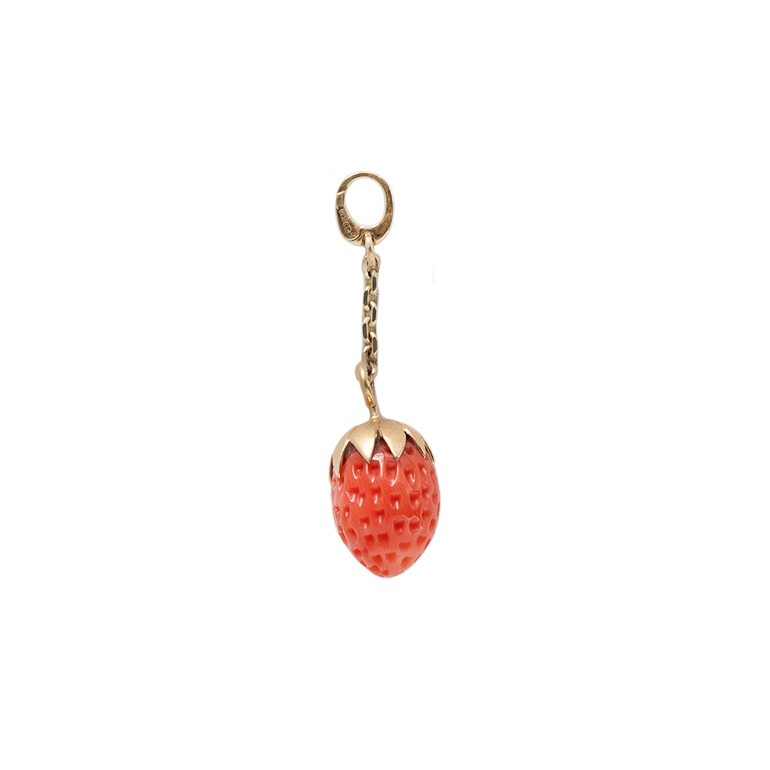 Small Mediterranean Coral Strawberry 18k Amulet