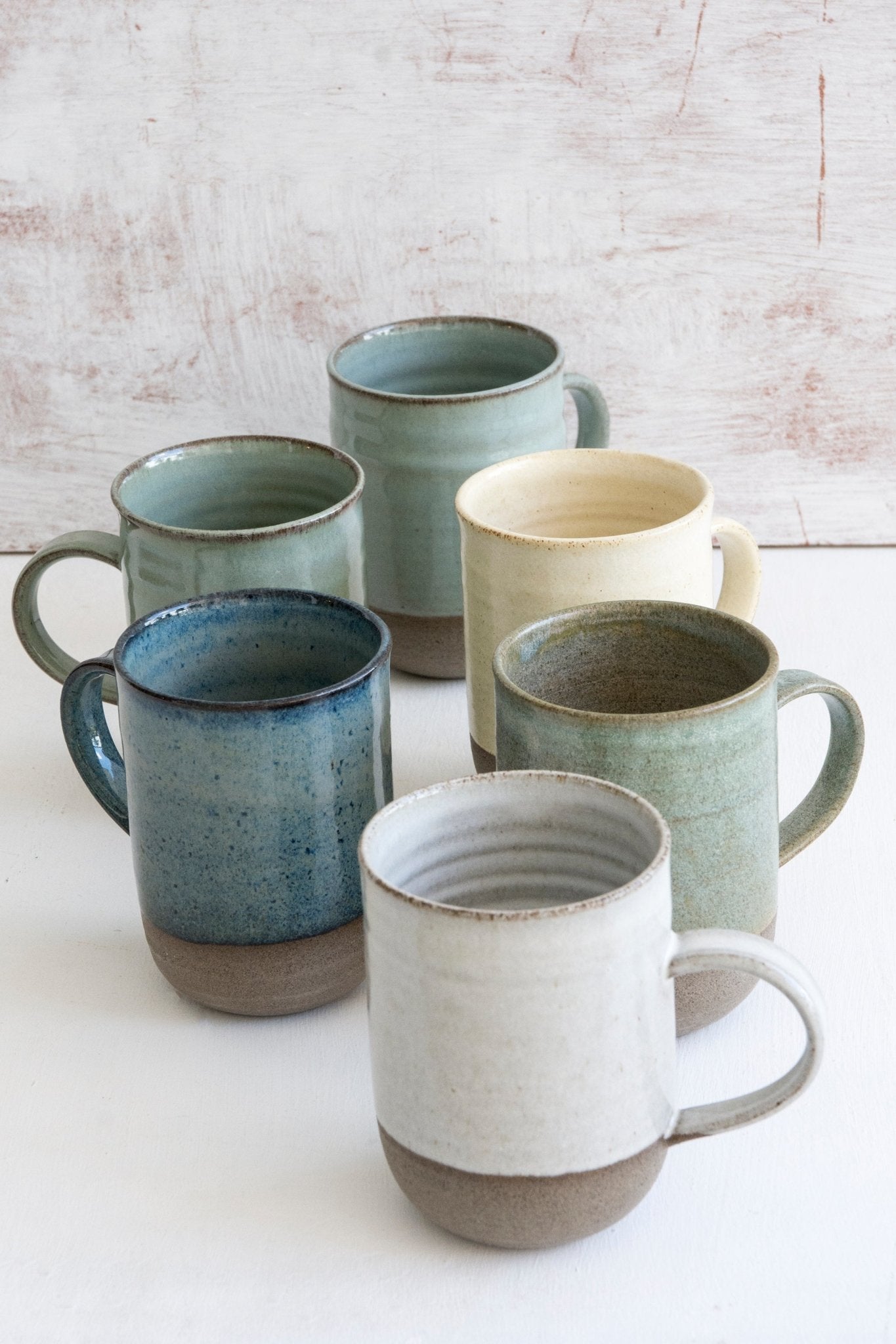 Set of Colorful Pottery Coffee Mugs, 10 oz - Mad About Pottery- Mugs and Cups