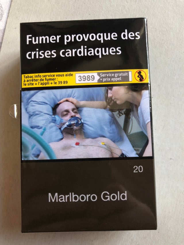 The cigarette packs in France don't have pleasing designs, they have a  photo of a man dying from a smoking-related illness : r/mildlyinteresting