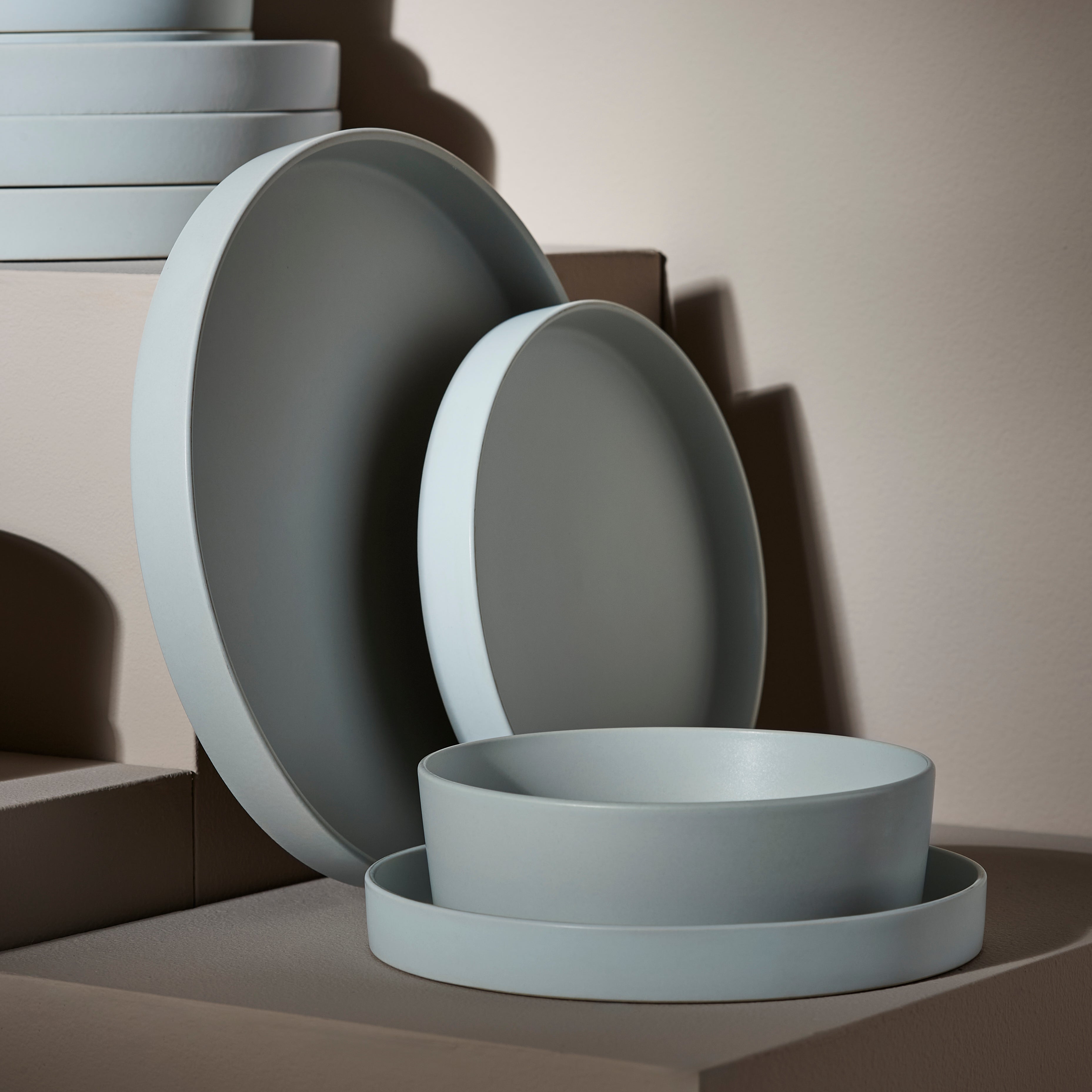 Monxra Stoneware Dinnerware Set - Blue-Grey