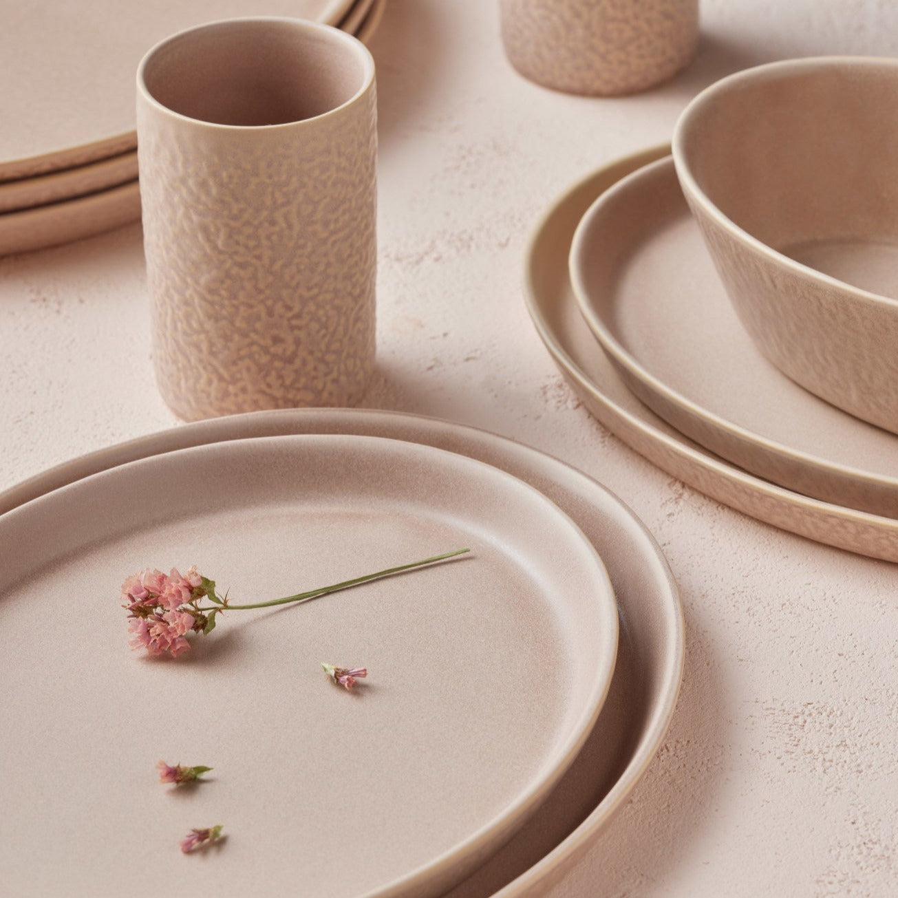 Monxra Stoneware Dinnerware Set - Nude