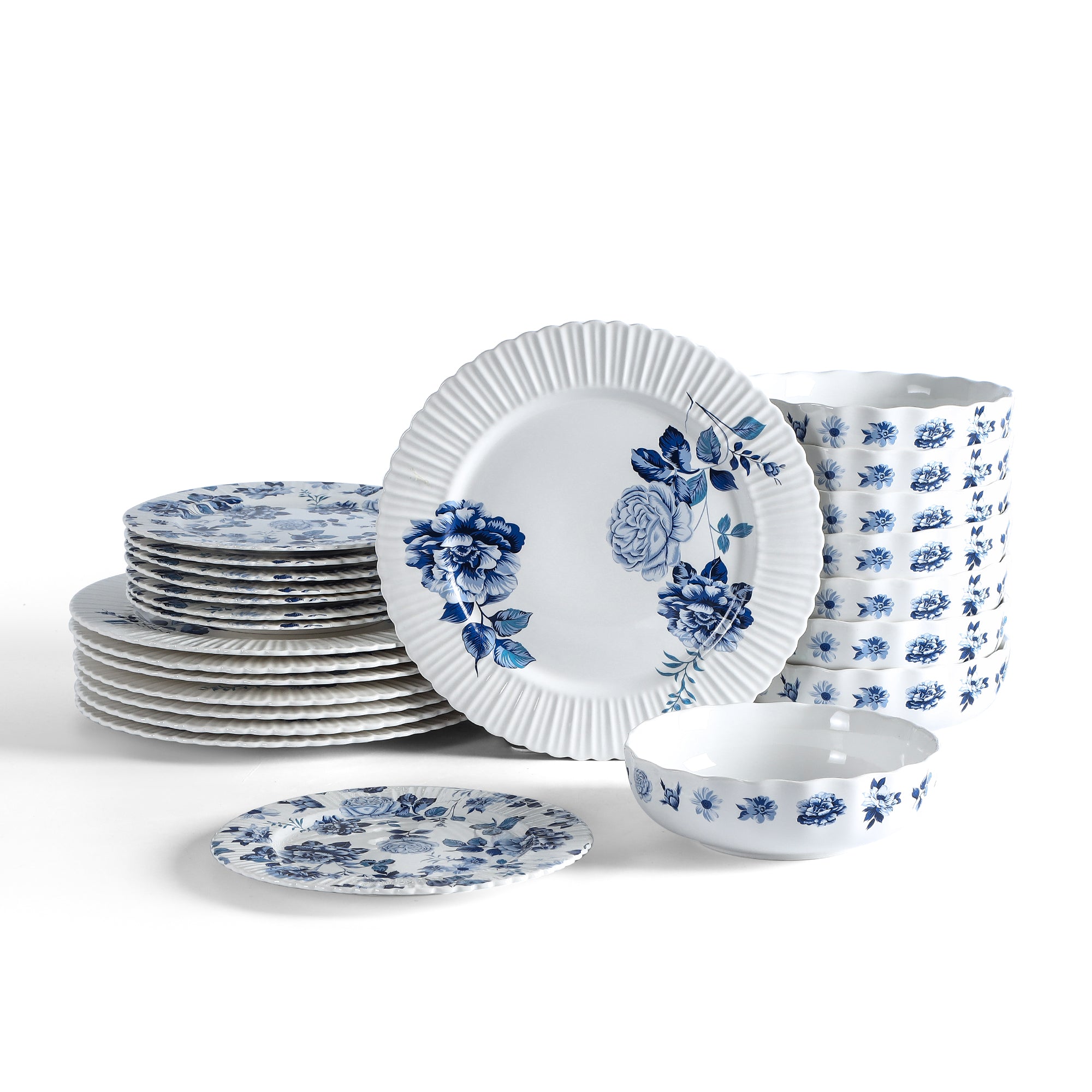Monxra Monxra New Bone China 12-Piece Dinnerware Set, Blue