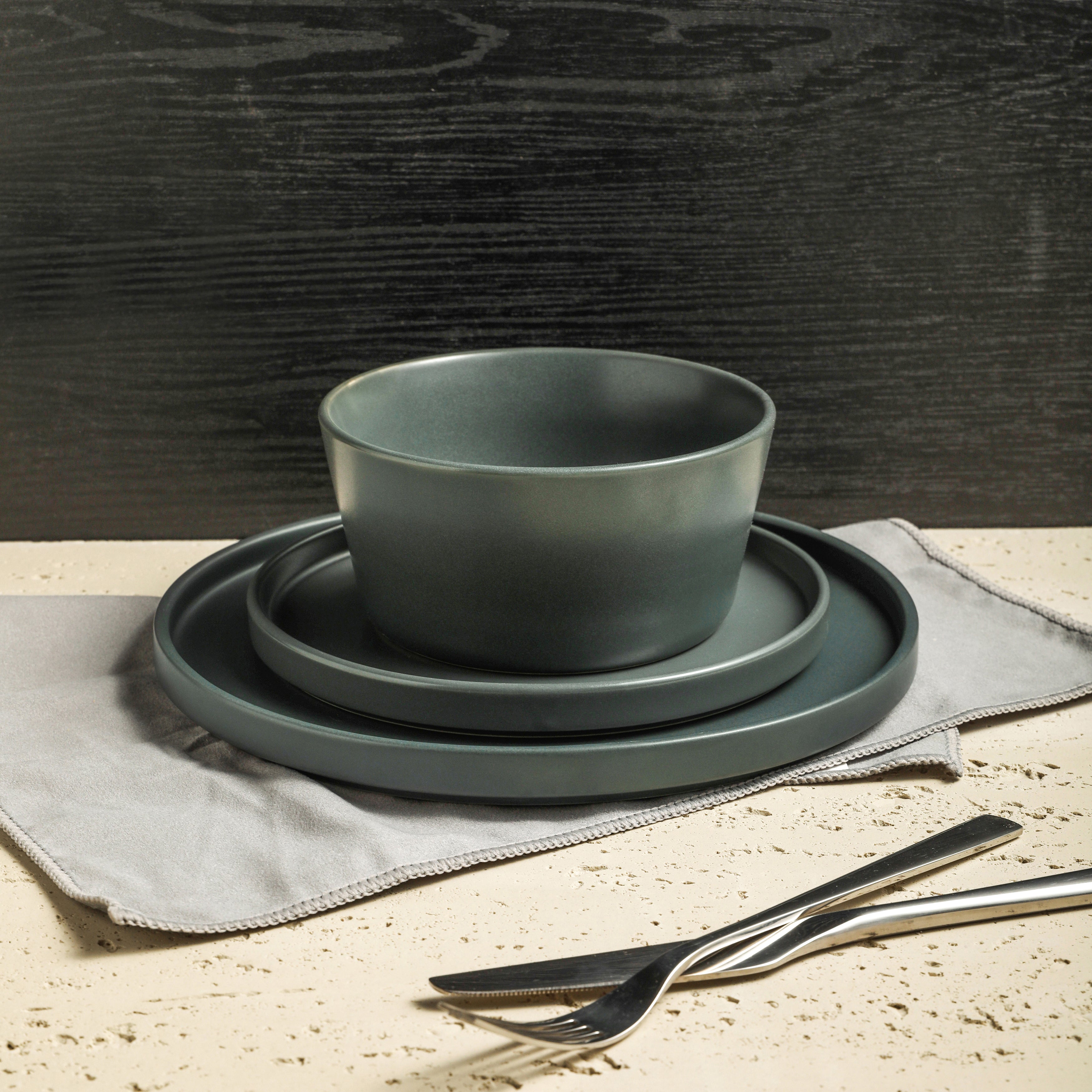 Monxra Stoneware Dinnerware Set - Gray Matte
