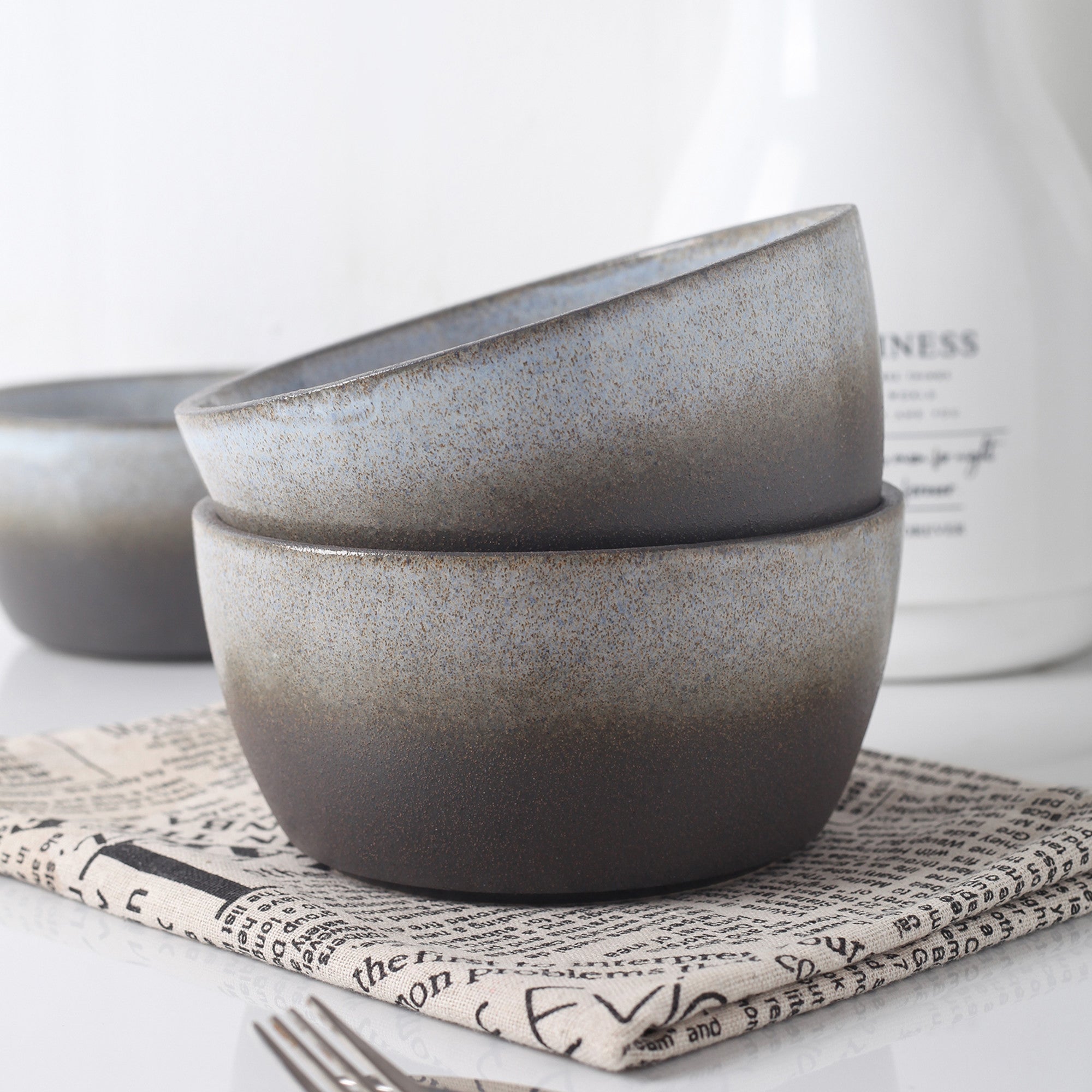 Monxra Stoneware Bowl - Gray-Green-Blue