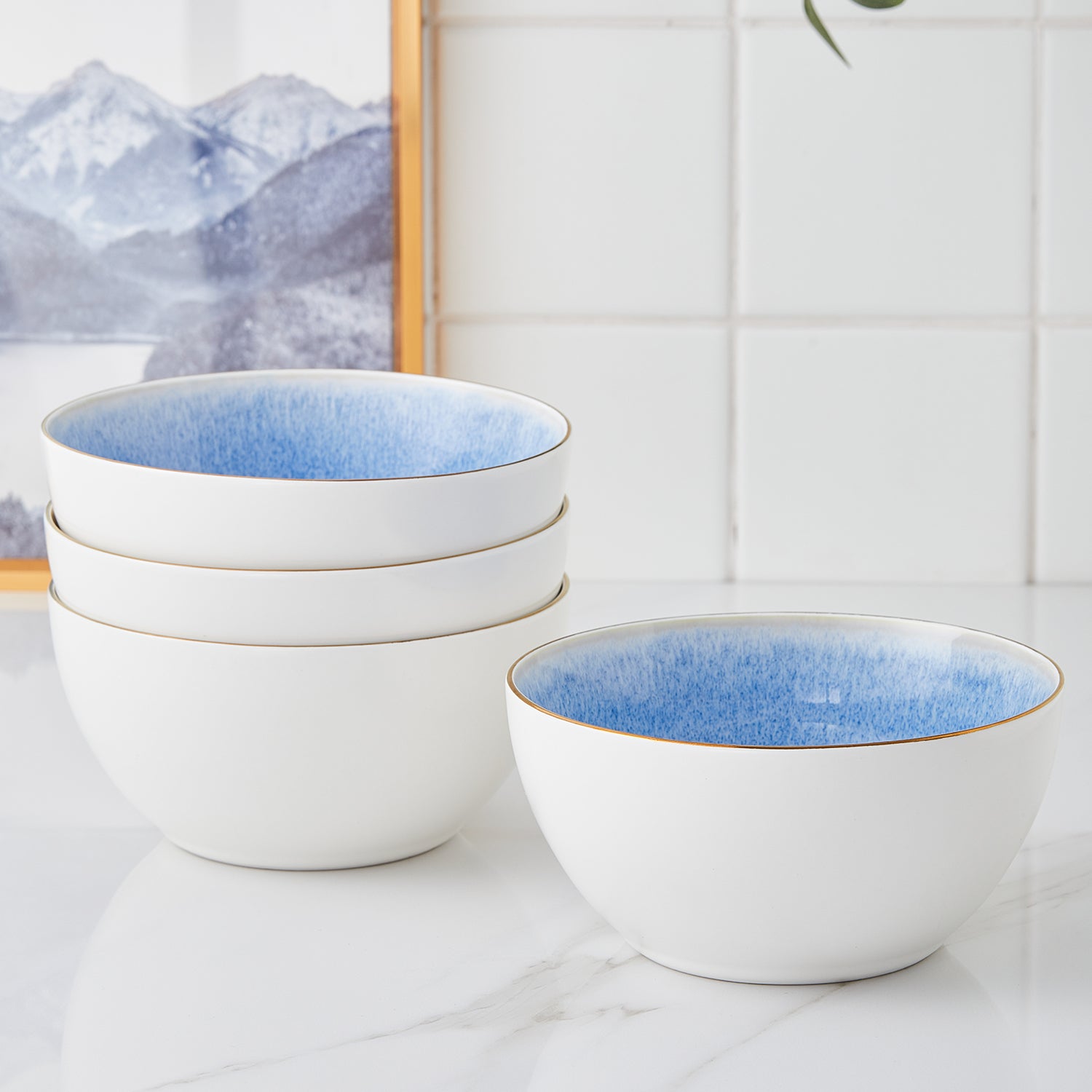 Monxra Porcelain Dinnerware Set - Blue