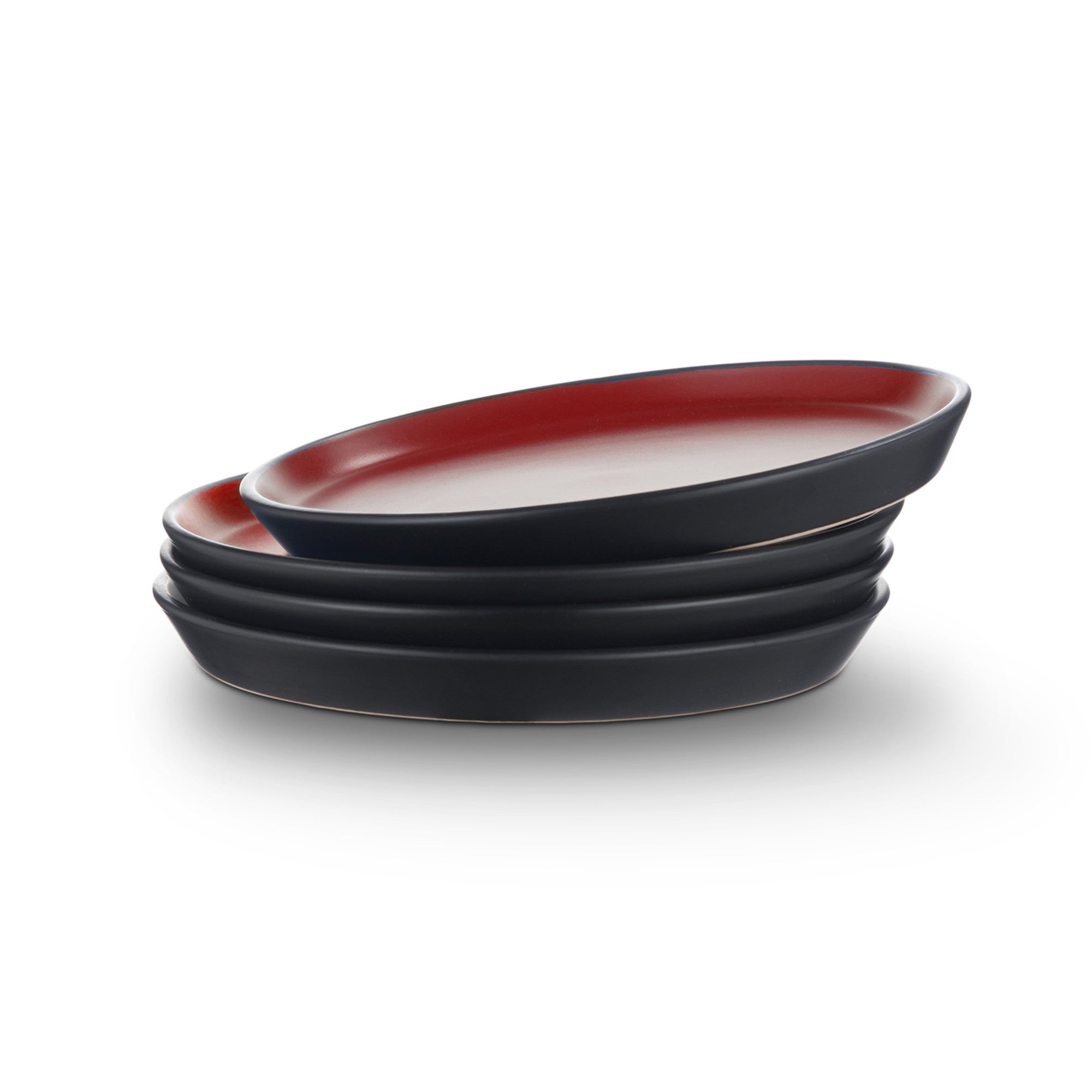 Monxra Stoneware Dinner Plate - Red And Black
