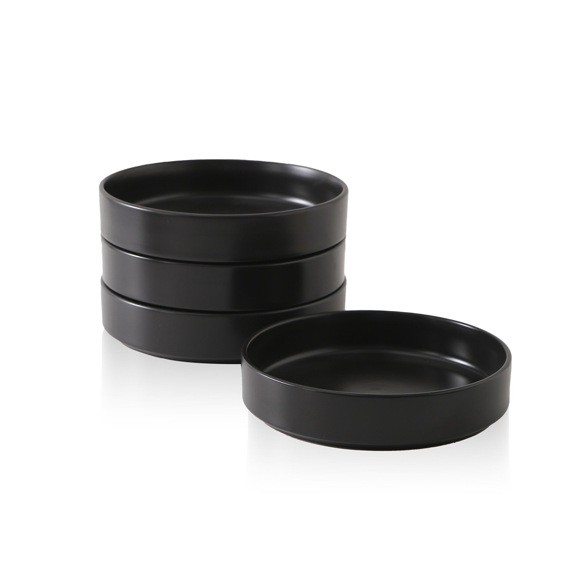 Monxra Stoneware 4- Piece 8 inch Pasta Bowl Set - Black