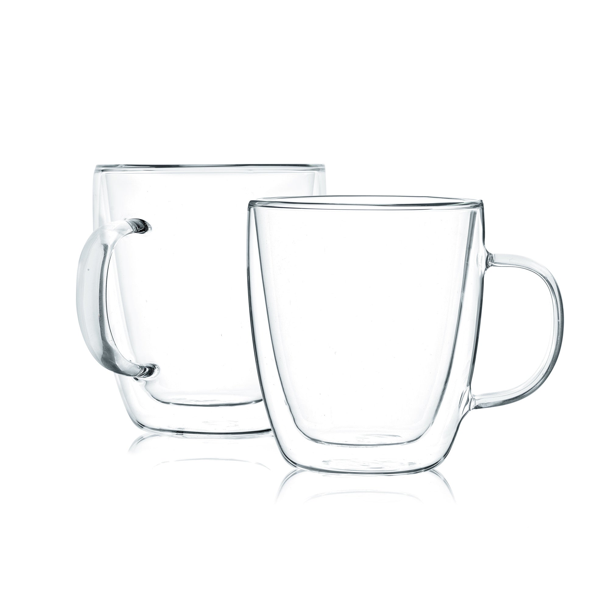Set of 4 Double Wall Glass Mugs, Coffee Mugs, Tea Cups With Handle