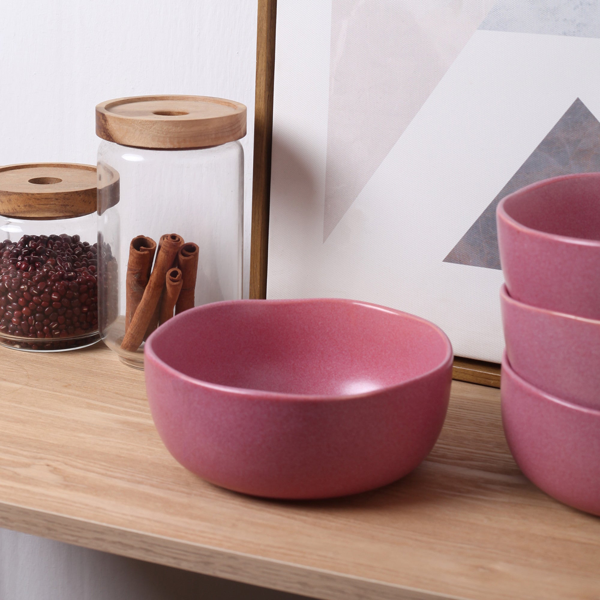 Monxra Stoneware Bowl - Pink White
