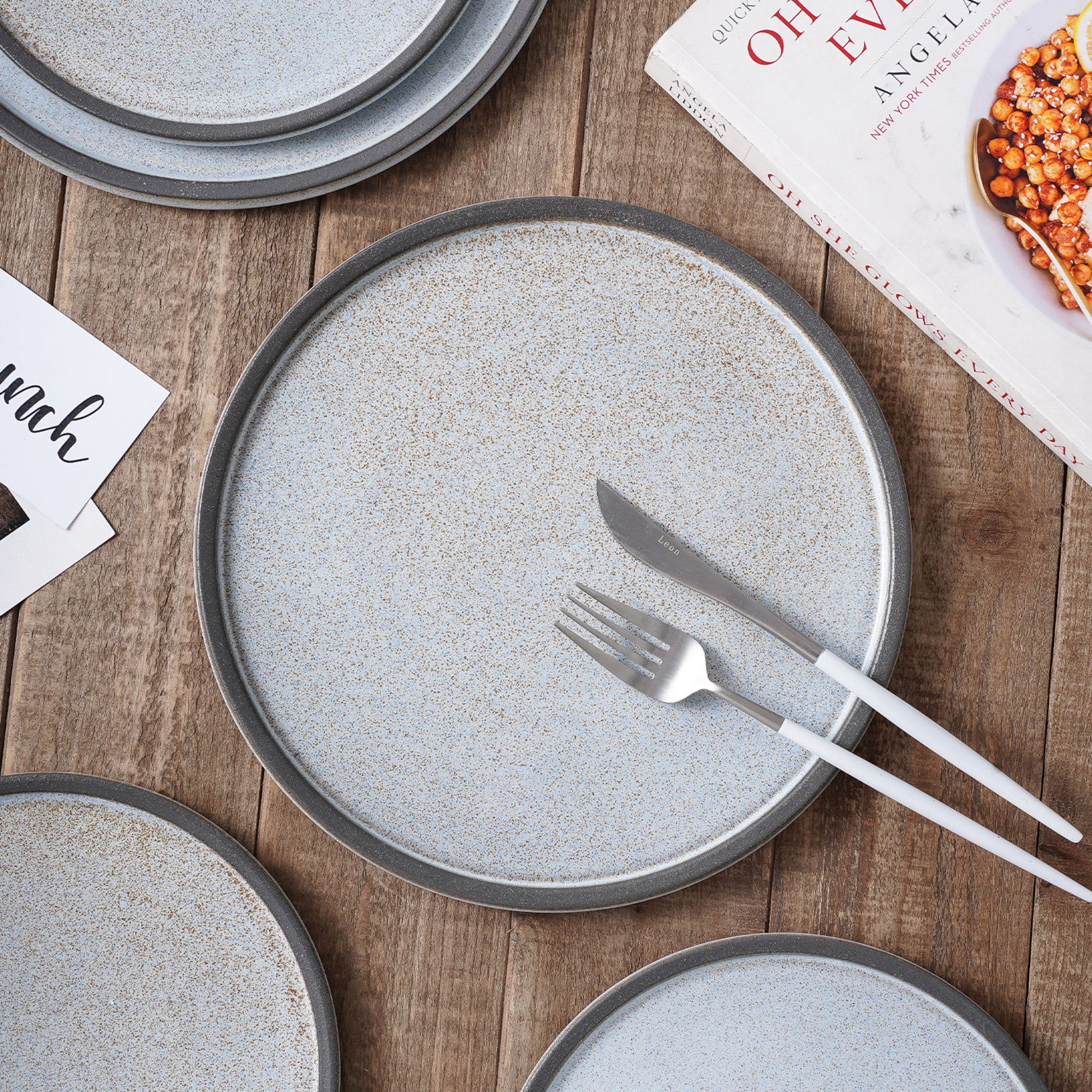 Monxra Stoneware Salad Plate - Gray-Green-Blue