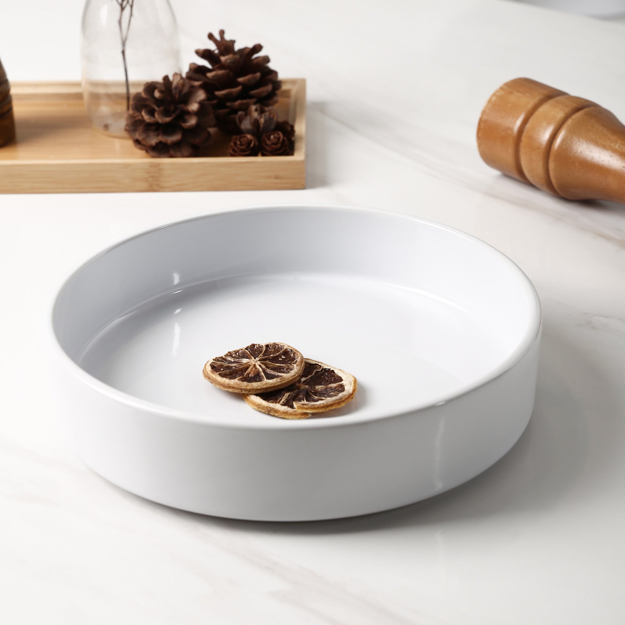 Monxra Stoneware 4- Piece 8 inch Pasta Bowl Set - White