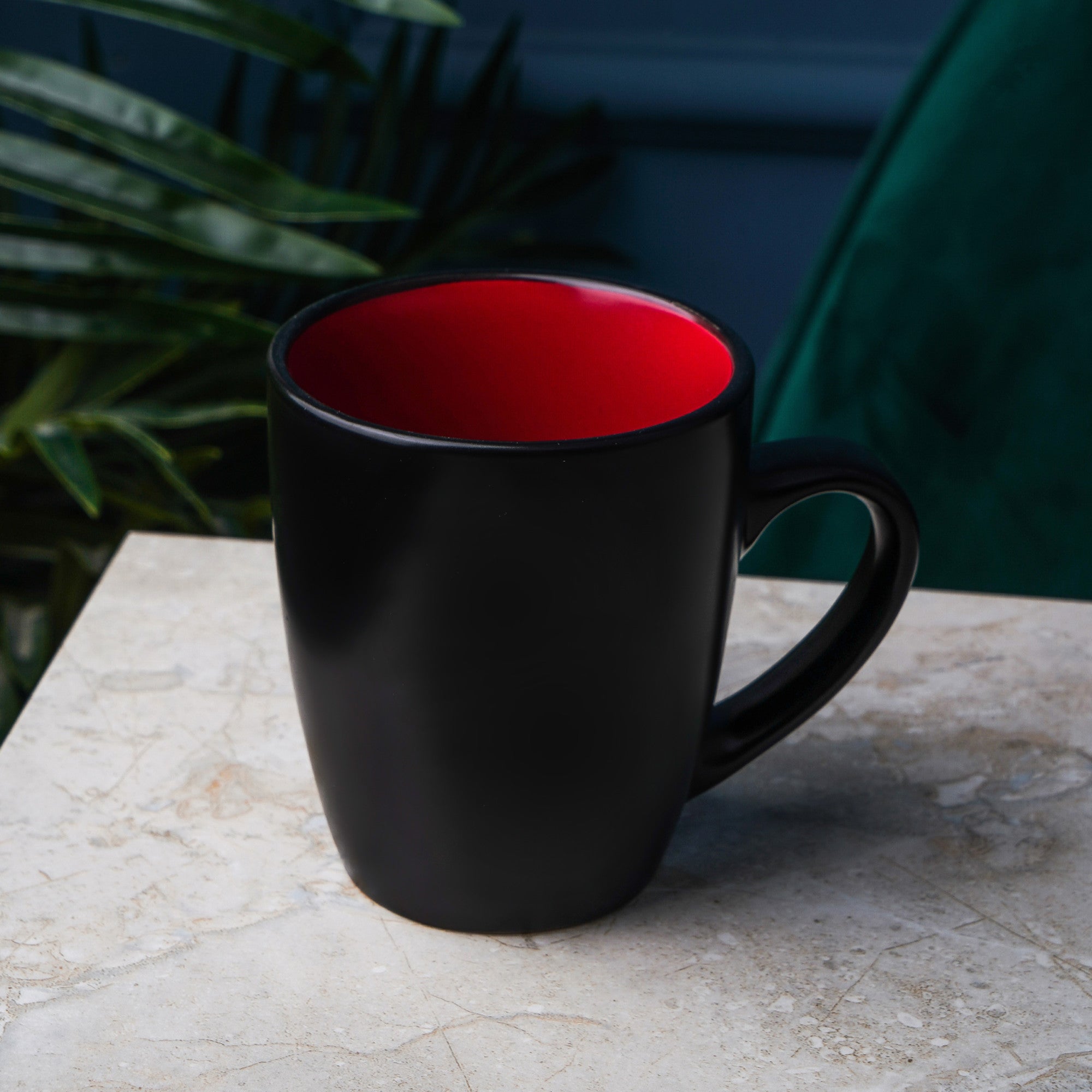 Monxra Stoneware Mug - Red And Black
