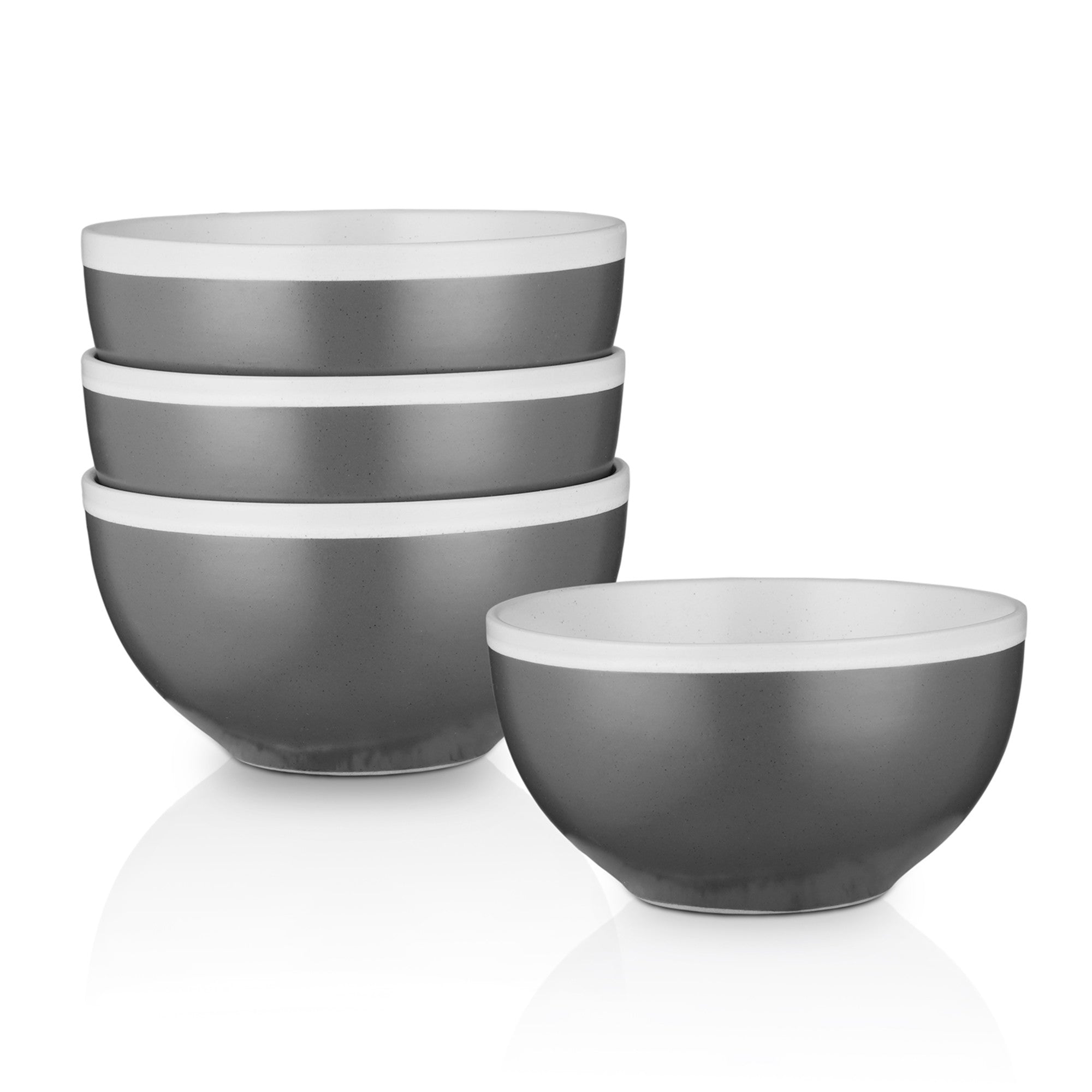 Monxra Stoneware Bowl - Dark Gray And Cream