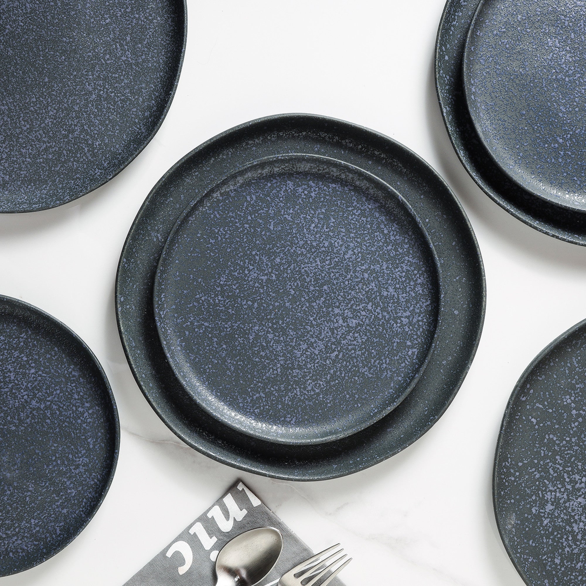 Monxra Stoneware Dinner Plate - Gray And Blue Reflection