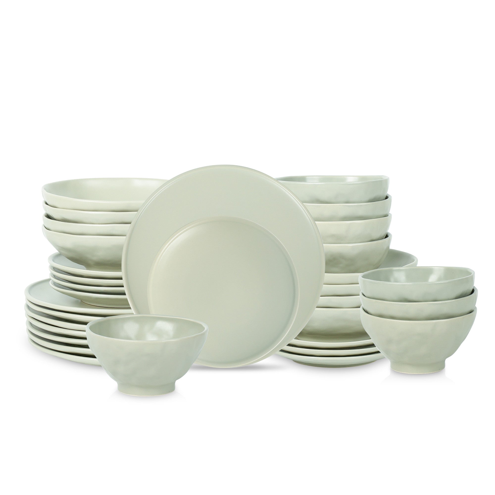 Monxra Stoneware Dinnerware Set - Sage-Grey