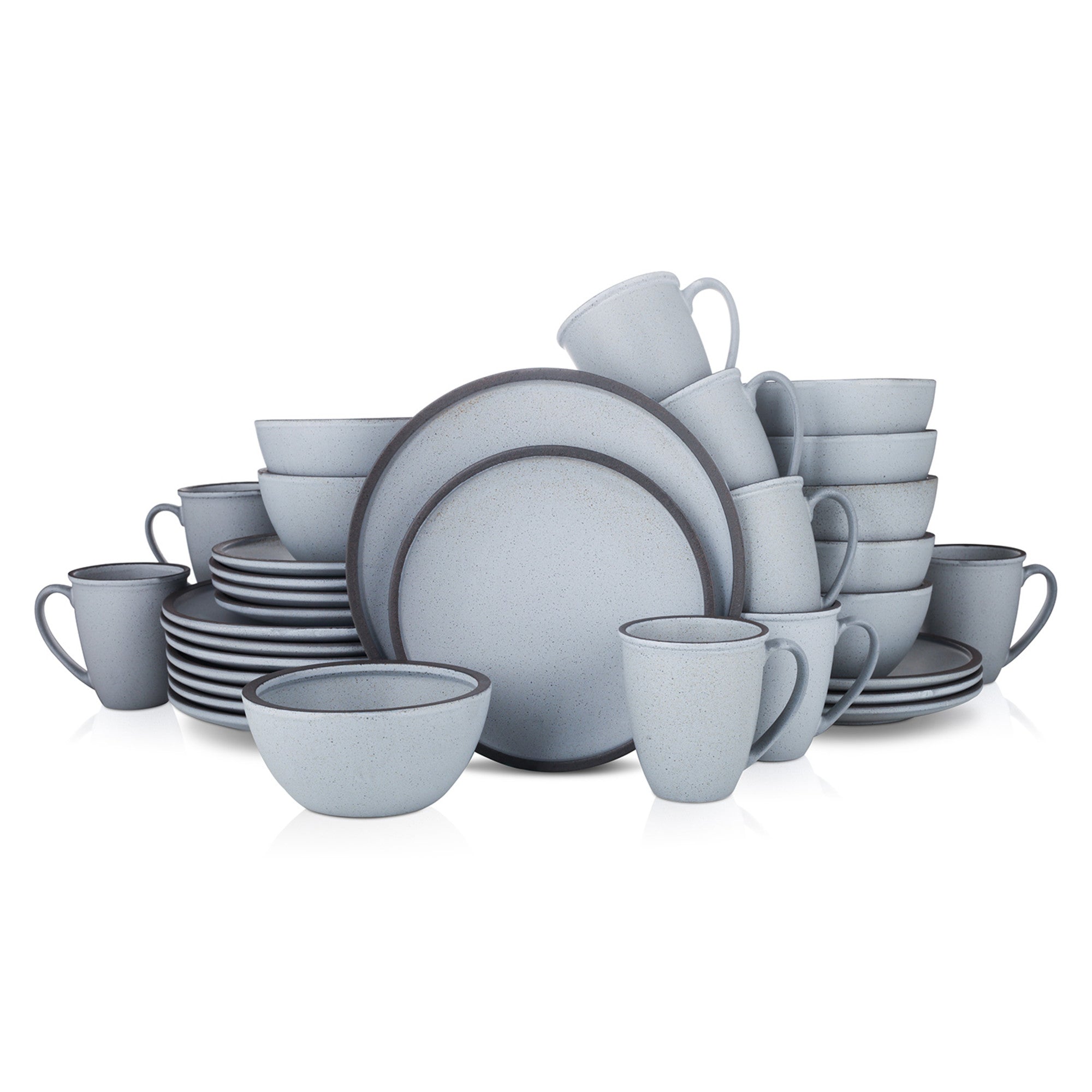 Monxra Stoneware Dinnerware Set - Blue And Grey