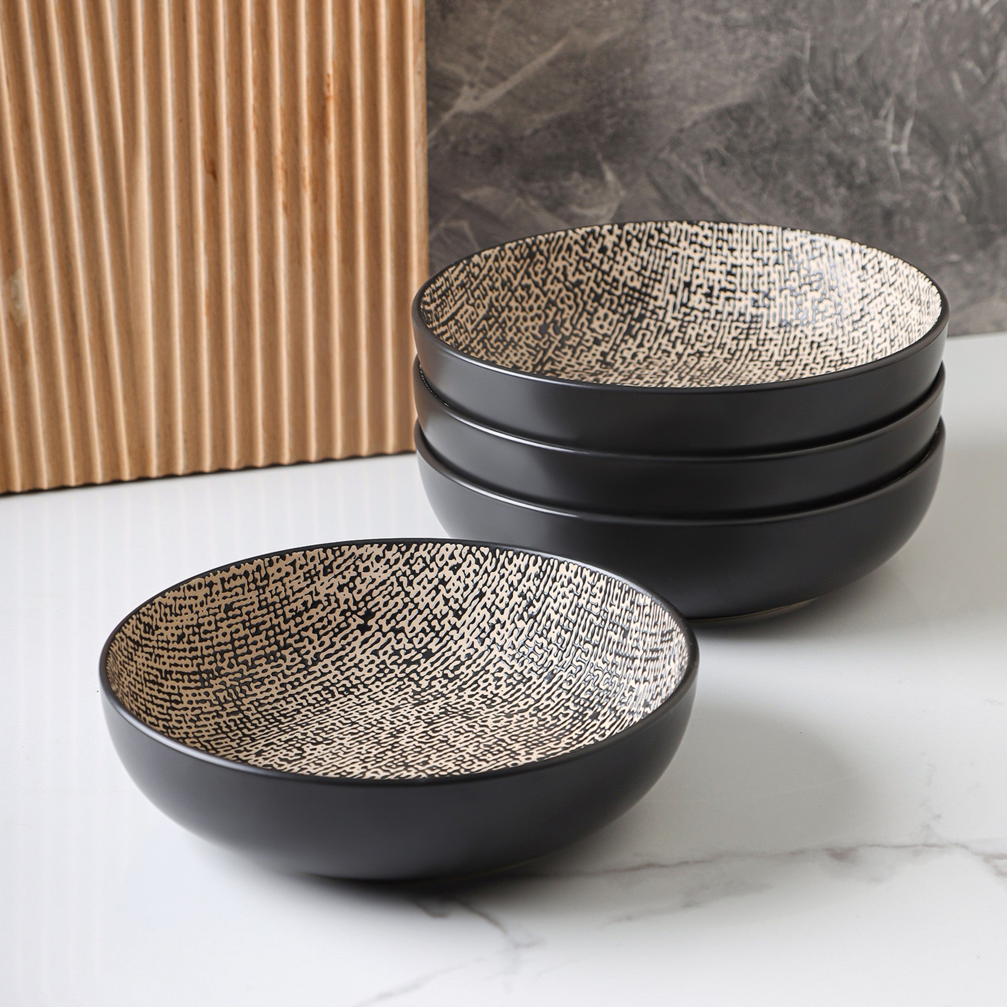 Monxra Stoneware Bowl - Brown And Black