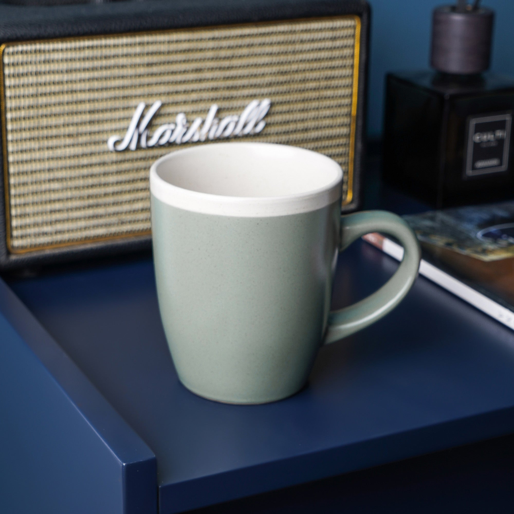 Monxra Stoneware Mug - Green And Cream