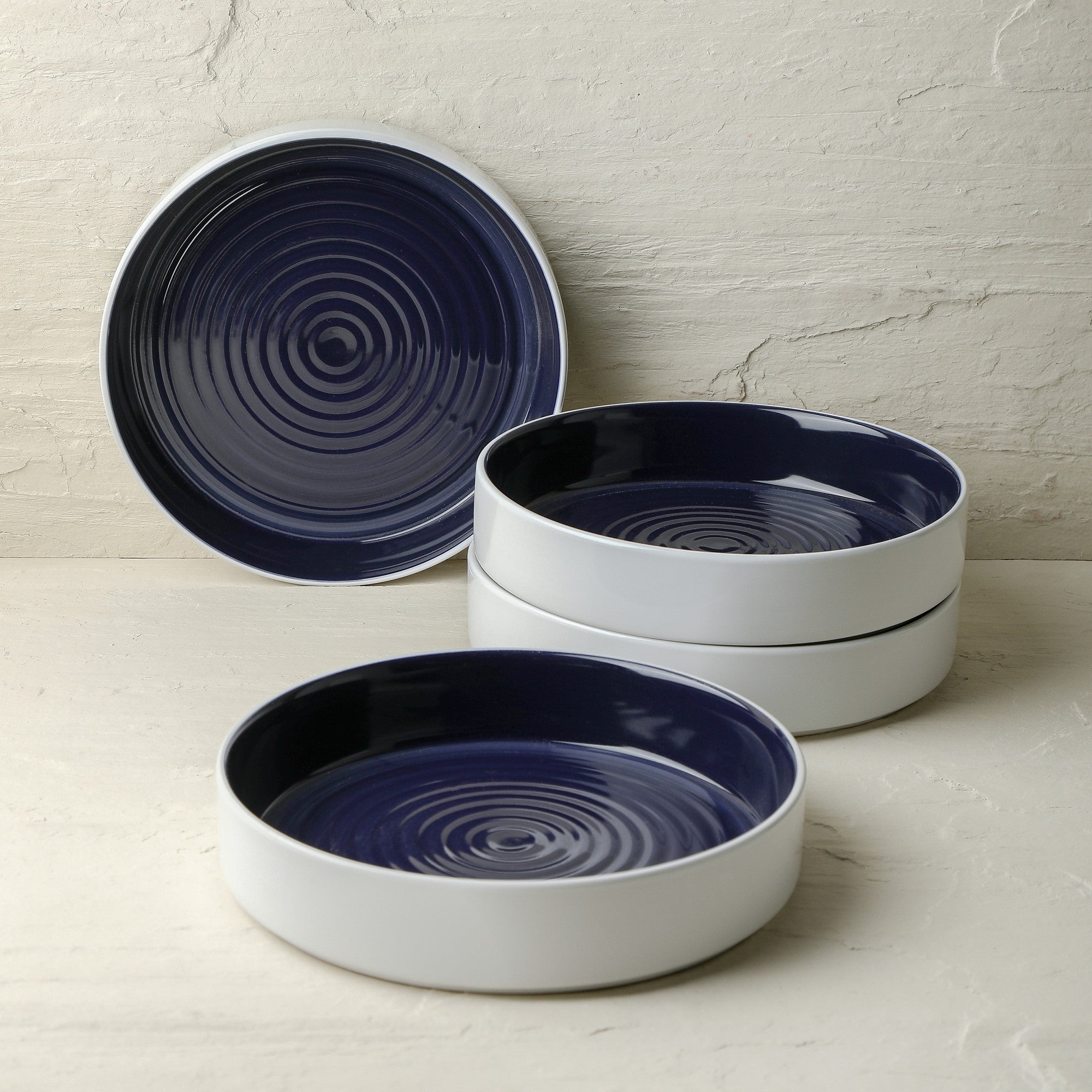 Monxra Stoneware Dinnerware Set - Navy And White