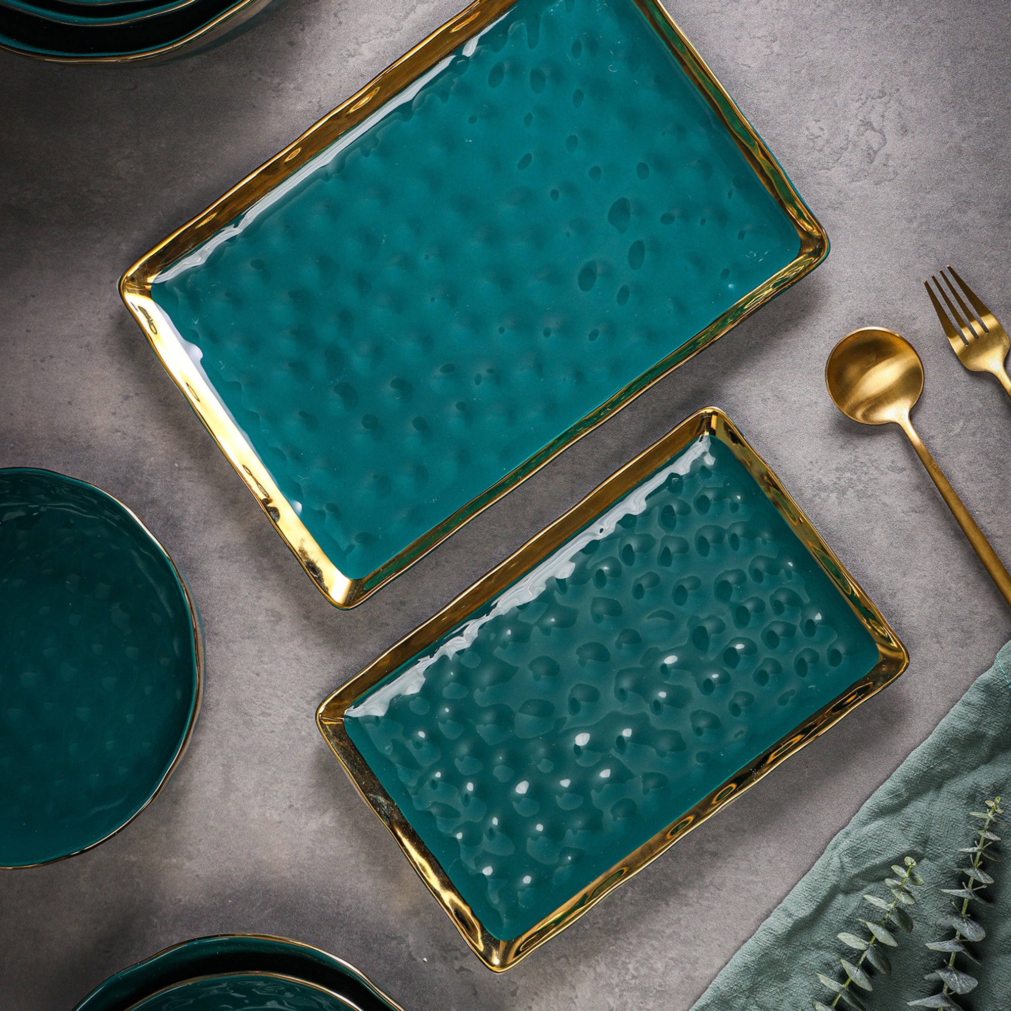 Monxra Porcelain Service Plate Set - Green #2